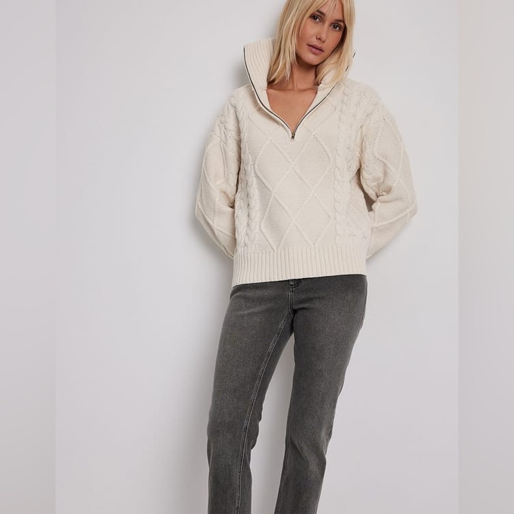 Cream Cable Knit Sweater size L